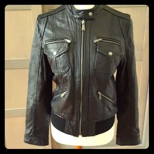 Womens leather motorcycle style jacket